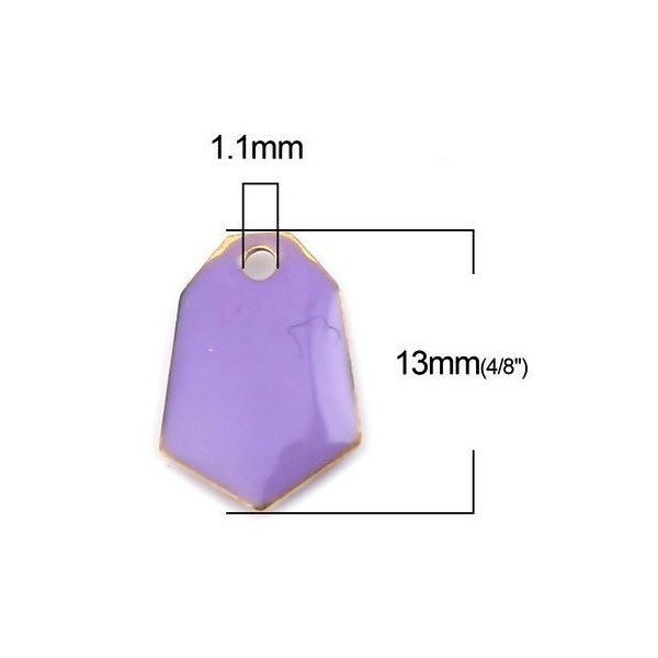 PS110238246 PAX 5 sequins médaillons émaillés Polygone biface Parme Base doré