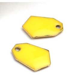 sequins médaillons émaillés Polygone biface Jaune Base doré