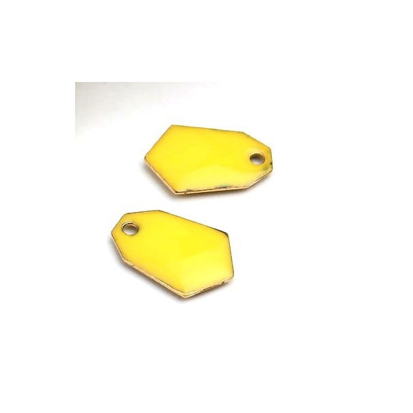 sequins médaillons émaillés Polygone biface Jaune Base doré