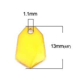 PS110238240 PAX 5 sequins médaillons émaillés Polygone biface Jaune Base doré