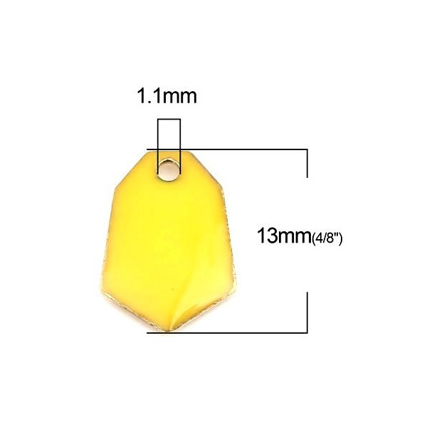 PS110238240 PAX 5 sequins médaillons émaillés Polygone biface Jaune Base doré