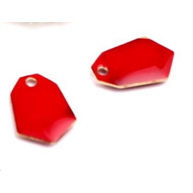 sequins médaillons émaillés Polygone biface Rouge Base doré