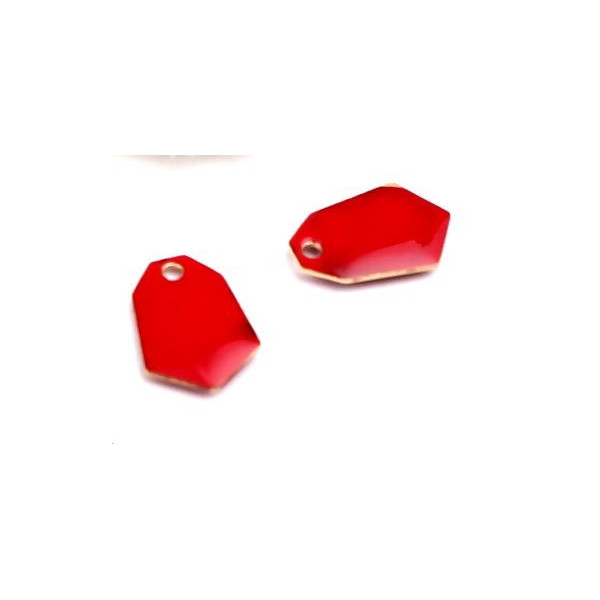 sequins médaillons émaillés Polygone biface Rouge Base doré