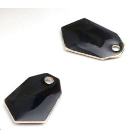 sequins médaillons émaillés Polygone biface Noir Base doré