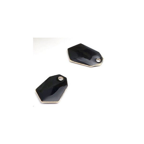 sequins médaillons émaillés Polygone biface Noir Base doré