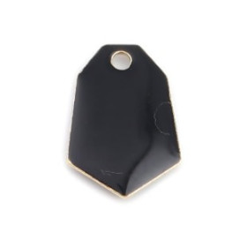 PS110238238 PAX 5 sequins médaillons émaillés Polygone biface Noir Base doré