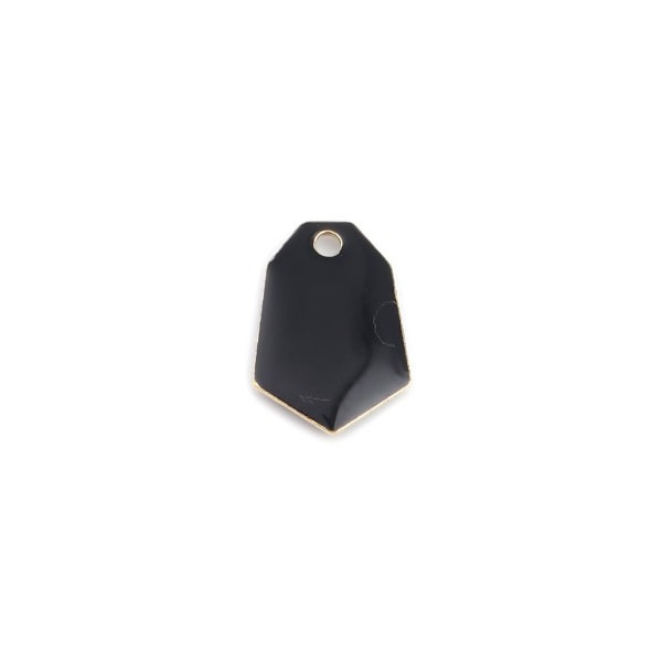 PS110238238 PAX 5 sequins médaillons émaillés Polygone biface Noir Base doré