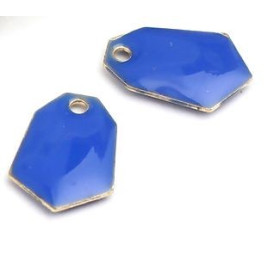 sequins médaillons émaillés Polygone biface Bleu Roi Base doré