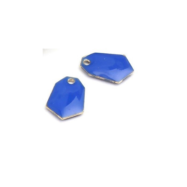 sequins médaillons émaillés Polygone biface Bleu Roi Base doré