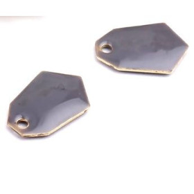 sequins médaillons émaillés Polygone biface Gris Base doré
