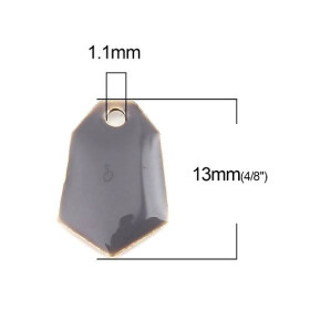 PS110238247 PAX 5 sequins médaillons émaillés Polygone biface Gris Base doré