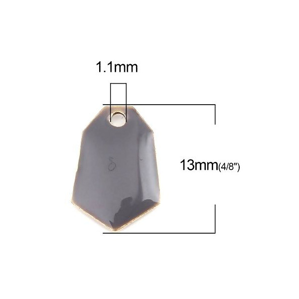 PS110238247 PAX 5 sequins médaillons émaillés Polygone biface Gris Base doré