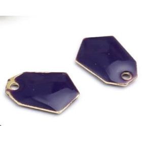 sequins médaillons émaillés Polygone biface Violet Foncé Base doré