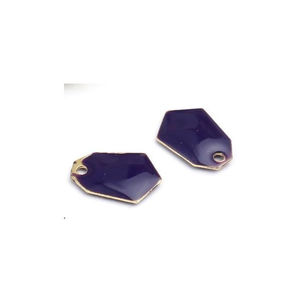 sequins médaillons émaillés Polygone biface Violet Foncé Base doré
