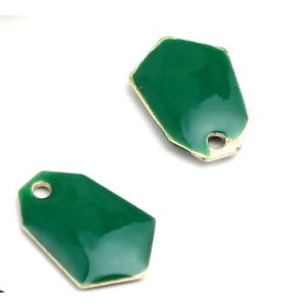 sequins médaillons émaillés Polygone biface Vert Foncé Base doré