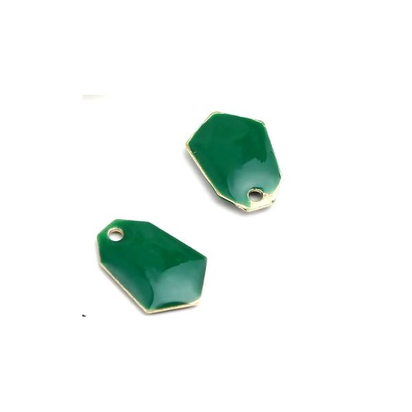 sequins médaillons émaillés Polygone biface Vert Foncé Base doré