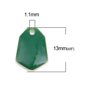 PS110238250 PAX 5 sequins médaillons émaillés Polygone biface Vert Foncé Base doré