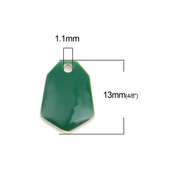 PS110238250 PAX 5 sequins médaillons émaillés Polygone biface Vert Foncé Base doré