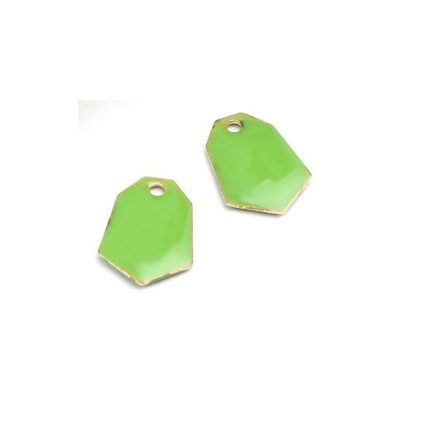 sequins médaillons émaillés Polygone biface Vert Clair Base doré