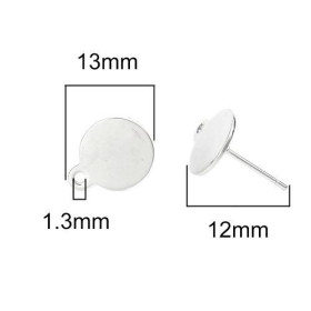S110234420 PAX 10 Boucles d'oreille Puce 10mm avec attache Acier Inoxydable 304 couleur Argent Platine