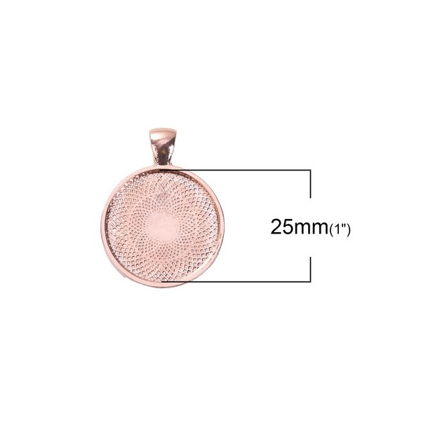 S1190883 PAX 5 Supports de pendentif rond pour cabochon de 25mm couleur Or Rose qualité extra