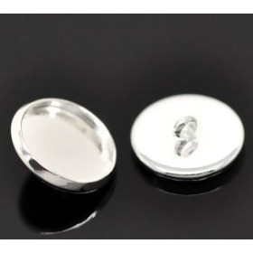 PS117302 PAX 10 Supports de boutons à coudre 12mm metal couleur Argent Vif