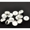 PS117302  Supports de boutons à coudre 12mm metal couleur Argent Vif