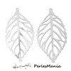 4 ESTAMPES CONNECTEUR FEUILLE 30mm ARGENT PLATINE EN ACIER INOXYDABLE ( S6694)1