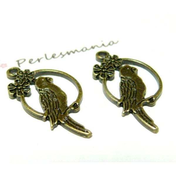 10 breloques péroquet bronze ref ZXA10187