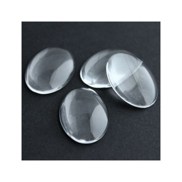 S1186165 PAX 10 cabochons en verre transparents OVALE 30 par 40mm