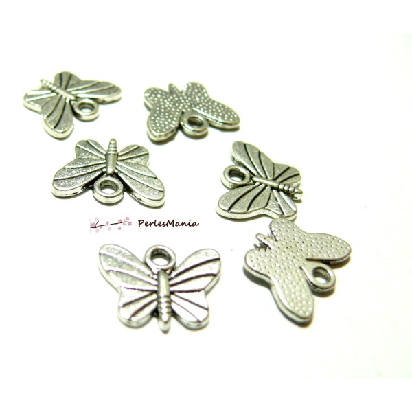Pendentifs Papillon 15mm – Métal Couleur Argent Antique