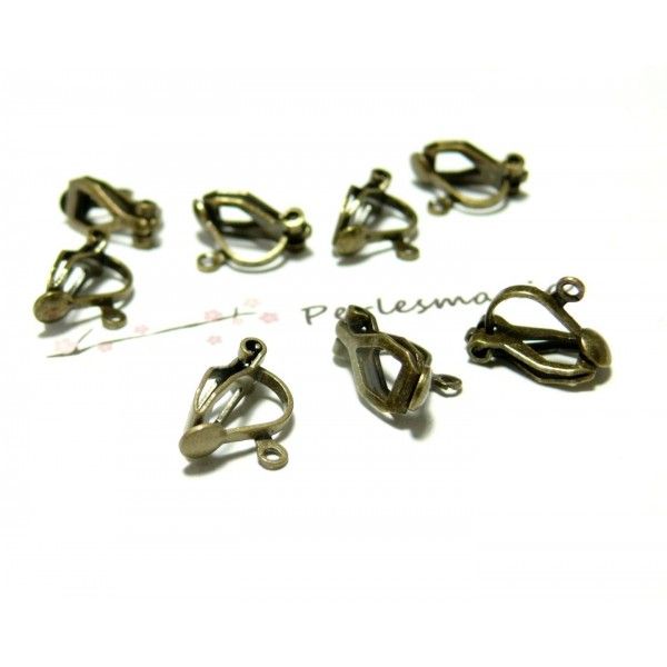 boucles d'oreille clips avec anneau d'accroche métal couleur BRONZE EC109