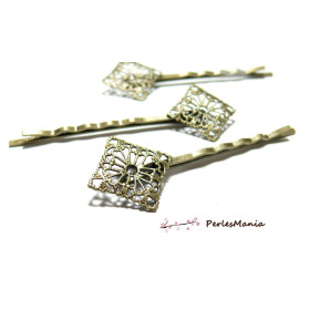 Barrettes Losange Dentelle – Laiton Bronze