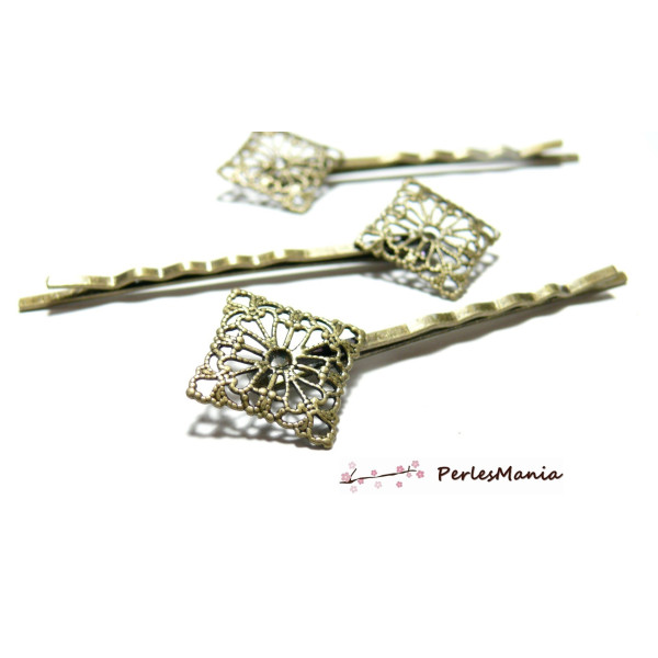 Barrettes Losange Dentelle – Laiton Bronze