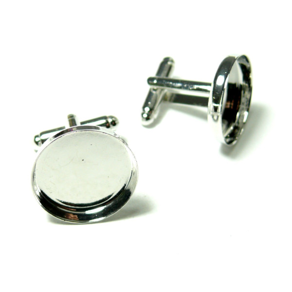 Supports Boutons de manchettes Bord épais 20mm, laiton couleur Argent Platine