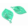 AE115342 Lot de 4 Estampes pendentif connecteur filigrane Goutte eventail  Vert d'eau 20mm