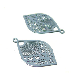Estampes pendentif connecteur filigrane Goutte eventail  Vert Kaki 20mm