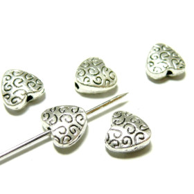 perles intercalaire coeurs tourbillons metal couleur ARGENT ANTIQUE
