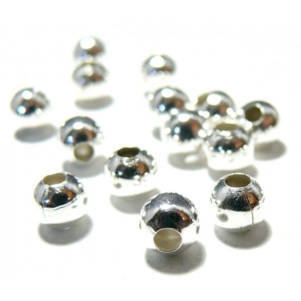 Lot de 20 grandes perles intercalaires 12mm métal couleur Argent Platine 2N6202 