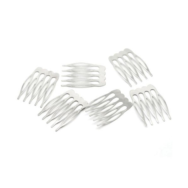 S1115509 PAX: 30 Peignes a Cheveux Argent Platine, Accessoire Cheveux 39 par 26mm