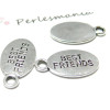 Lot de 10 pendentifs breloque ami best friend  métal couleur Argent Antique 2B5118