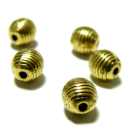 perles intercalaires  à rayures métal couleur Or Antique P6662