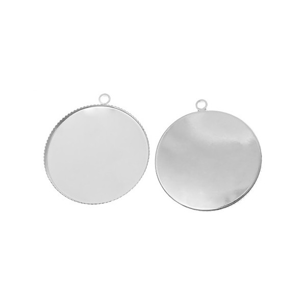 Supports de Pendentif Plateau Attache Ronde 30mm – Argent Platine