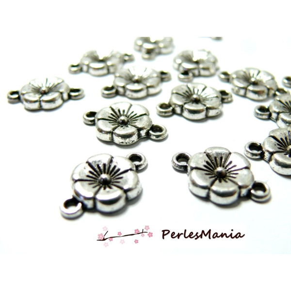 50 pièces connecteur petite fleur Viel argent 2B4518, DIY 