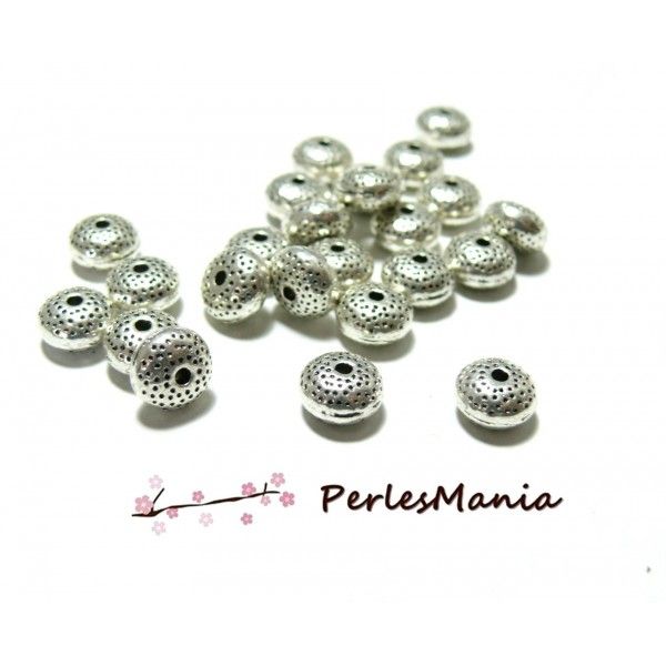 10 perles METAL intercalaires rondes mini picot 8 par 5mm ARGENT VIEILLI, H115536