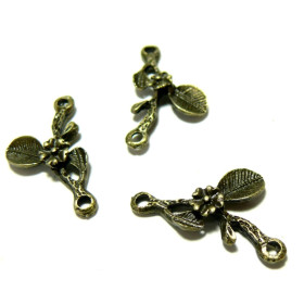 pendentifs branche fleur solo métal couleur bronze