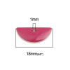 Sequins médaillons résine style émaillés Biface Demi Cercle Rose Foncé 18 par 8mm sur une base en métal dore