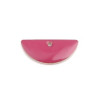 Sequins médaillons résine style émaillés Biface Demi Cercle Rose Foncé 18 par 8mm sur une base en métal dore