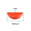 Sequins médaillons résine style émaillés Biface Demi Cercle Orange 18 par 8mm sur une base en métal dore
