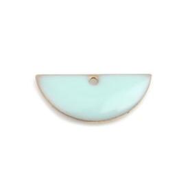 Sequins Médaillons Demi-Cercle 18x8mm Résine Émaillée Biface Bleu Pastel Doré